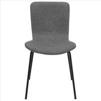 Metal and Leatherette Dining Chair, Set of 2, Gray and Black - BM240774