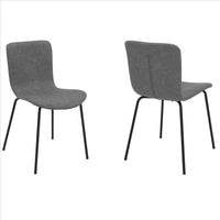 Metal and Leatherette Dining Chair, Set of 2, Gray and Black - BM240774