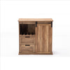Rustic Wine Cabinet with Barn Door and 2 Drawers, Natural - BM240806