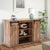 Rustic Media Cabinet with Barn Door and Open Storage, Natural - BM240807