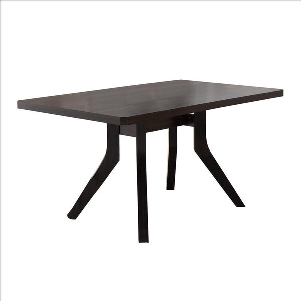 Dining Table with Wooden Top and Angled Legs, Brown - BM240835