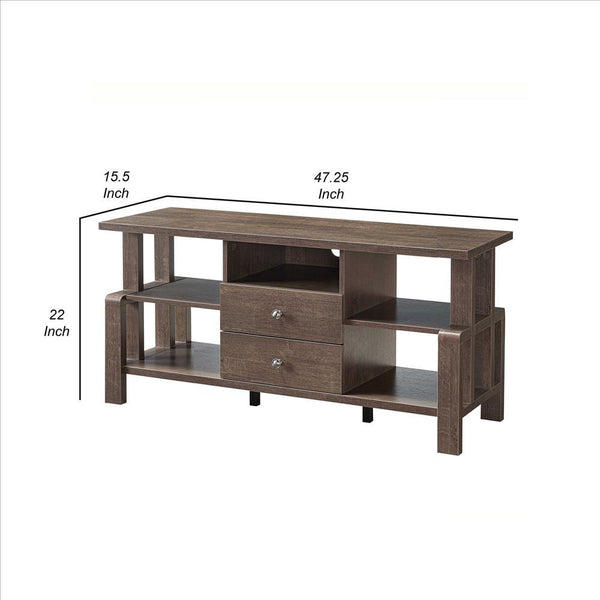 TV Stand with 4 Wooden Shelves and 2 Drawers, Brown - BM240837