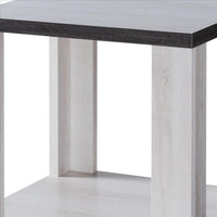 End Table with Wooden Open Bottom Shelf, White and Gray - BM240840