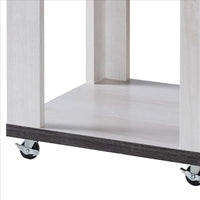 End Table with Wooden Open Bottom Shelf, White and Gray - BM240840