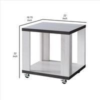 End Table with Wooden Open Bottom Shelf, White and Gray - BM240840