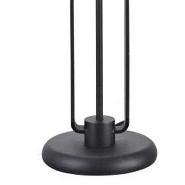 Cage Design Shade Metal Table Lamp with Pull Chain Switch, Black - BM240865