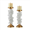 Candleholder with Baroque Scroll Design, Set of 2, White - BM240867