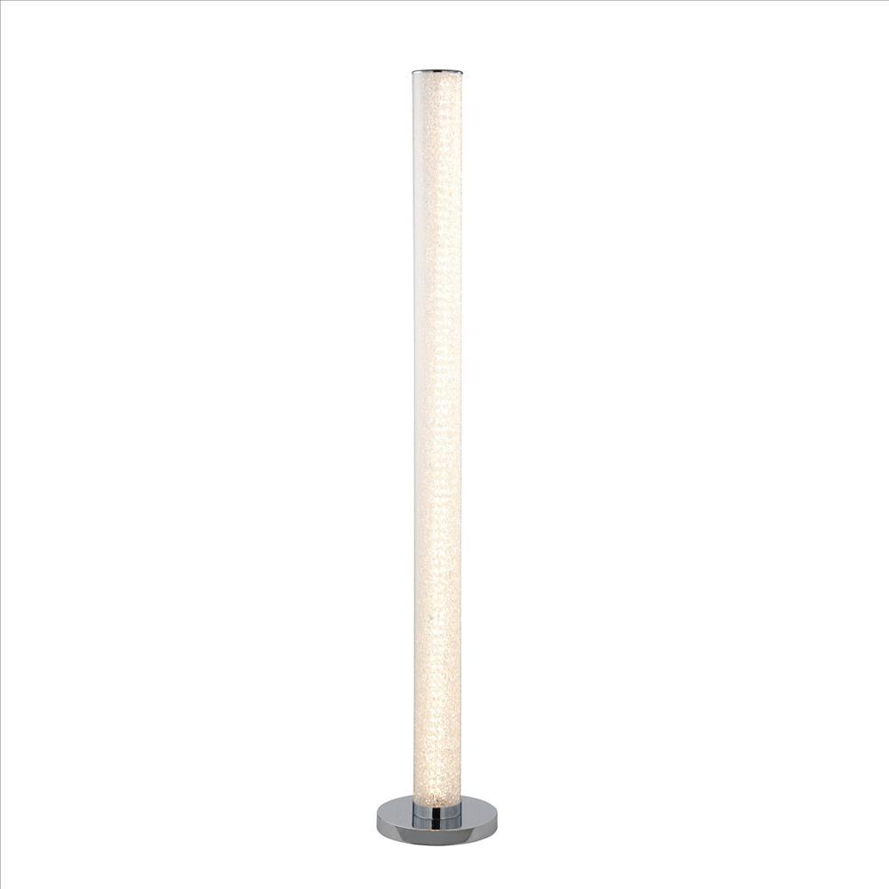 Column Style Floor Lamp with Sandrock Acrylic Tube, Clear - BM240869