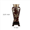 Decor Vase with Urn Shape Body and Foliage Pattern, Brown - BM240873