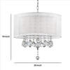 Dual Fabric Shade Ceiling Lamp with Hanging Crystal Accent, Clear - BM240875