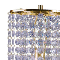 Metal Stalk Design Table Lamp with Hanging Crystals Shade, Gold - BM240890