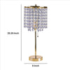 Metal Stalk Design Table Lamp with Hanging Crystals Shade, Gold - BM240890