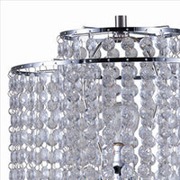 Metal Table Lamp with Hanging Acrylic Beads and USB Plugin, Silver - BM240893