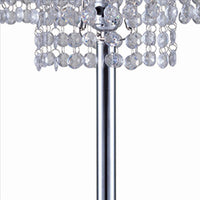 Metal Table Lamp with Hanging Acrylic Beads and USB Plugin, Silver - BM240893