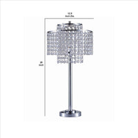 Metal Table Lamp with Hanging Acrylic Beads and USB Plugin, Silver - BM240893