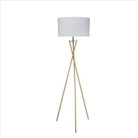 Metal Tripod Legs Floor Lamp with Rotary Switch, Gold - BM240894