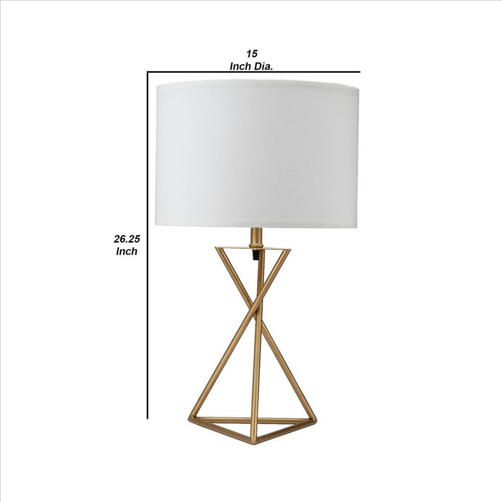 Metal Tripod Legs Table Lamp with Rotary Switch, Gold - BM240895