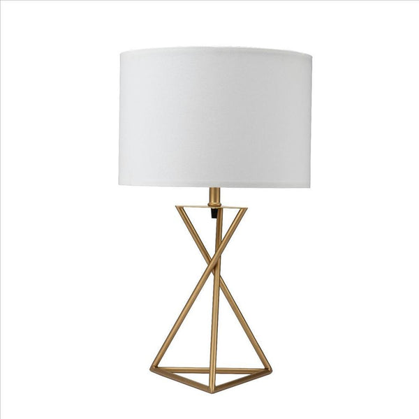 Metal Tripod Legs Table Lamp with Rotary Switch, Gold - BM240895