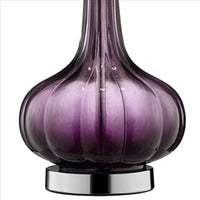 Onion Shaped Body Glass Table Lamp with Tapered Shade, Purple - BM240896