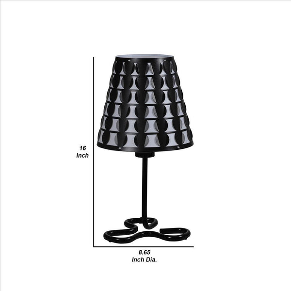 Plastic Shade Metal Table Lamp with Open Clover Base, Black - BM240899
