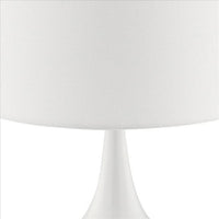 Pot Bellied Shape Metal Table Lamp with 3 Way Switch, White - BM240905