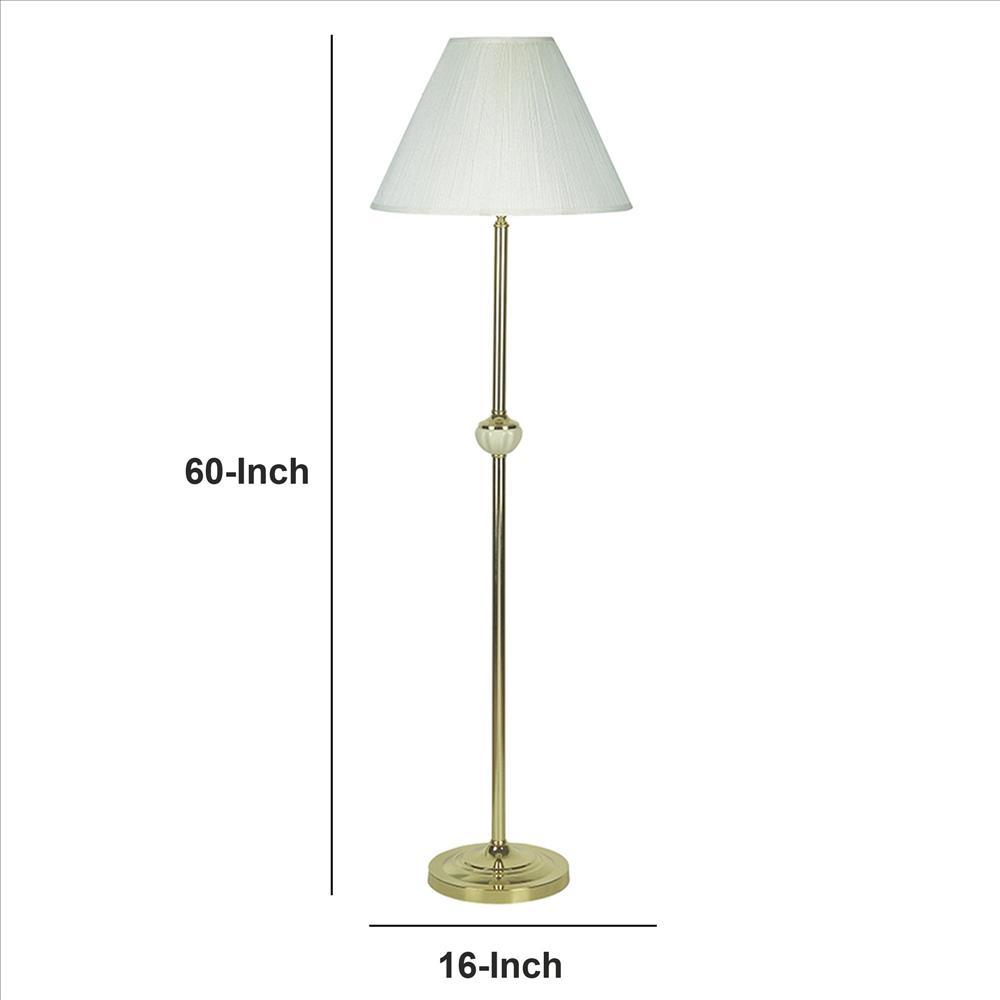 Stalk Design Metal Floor Lamp with Fabric Pleated Shade, Cream - BM240907