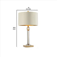 Table Lamp with Crystal Orb and Metal Stalk Support, Gold - BM240912