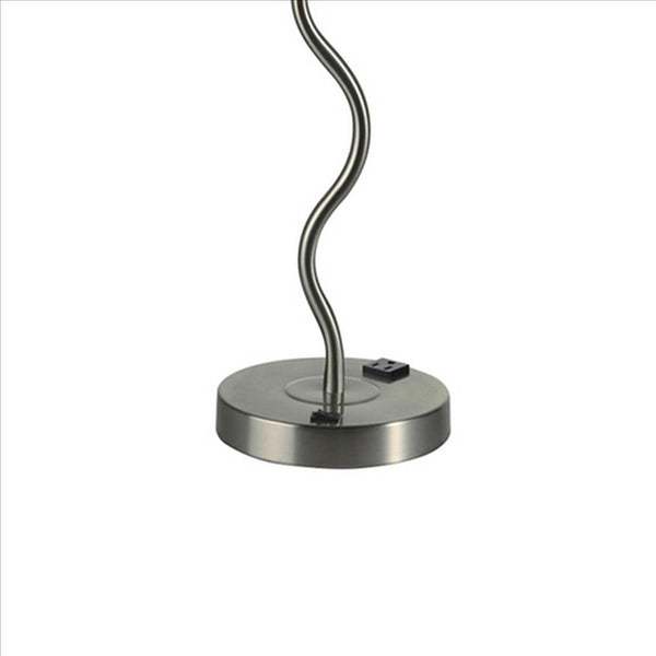 Table Lamp with Curved Tubular Body and Round Base, Red - BM240915