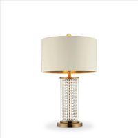 Table Lamp with Cylindrical Drum and Stacked Crystals, Gold - BM240917