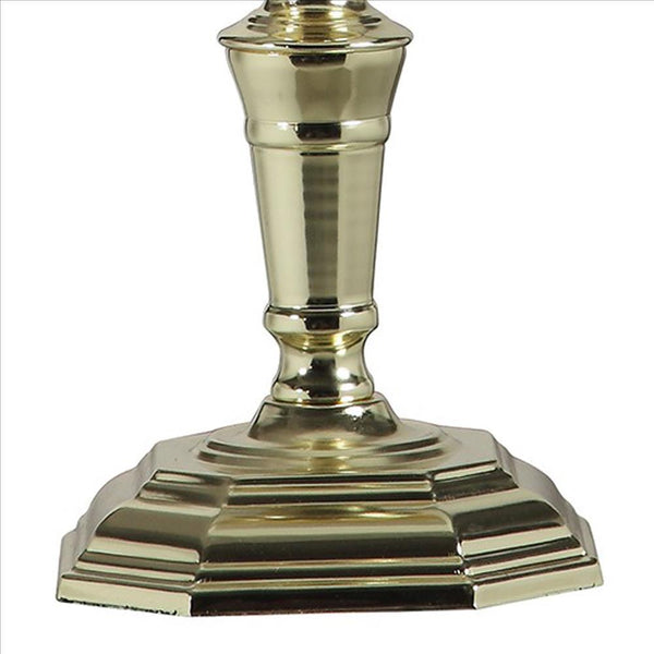 Turned Pedestal Metal Table Lamp with Swing Arm Design, Brass - BM240934