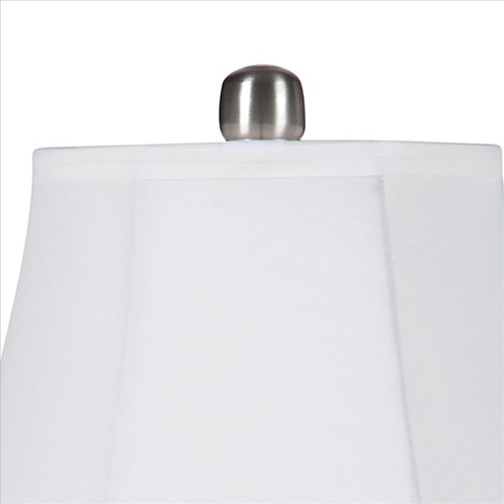 Turned Tubular Metal Body Table Lamp with Empire Shade, Silver - BM240936
