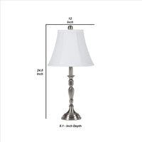Turned Tubular Metal Body Table Lamp with Empire Shade, Silver - BM240936
