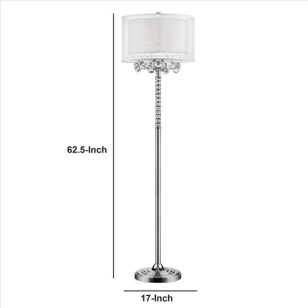 Twisted Crystal Accent Floor Lamp with Dual Fabric Shade, Clear - BM240937