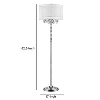 Twisted Crystal Accent Floor Lamp with Dual Fabric Shade, Clear - BM240937