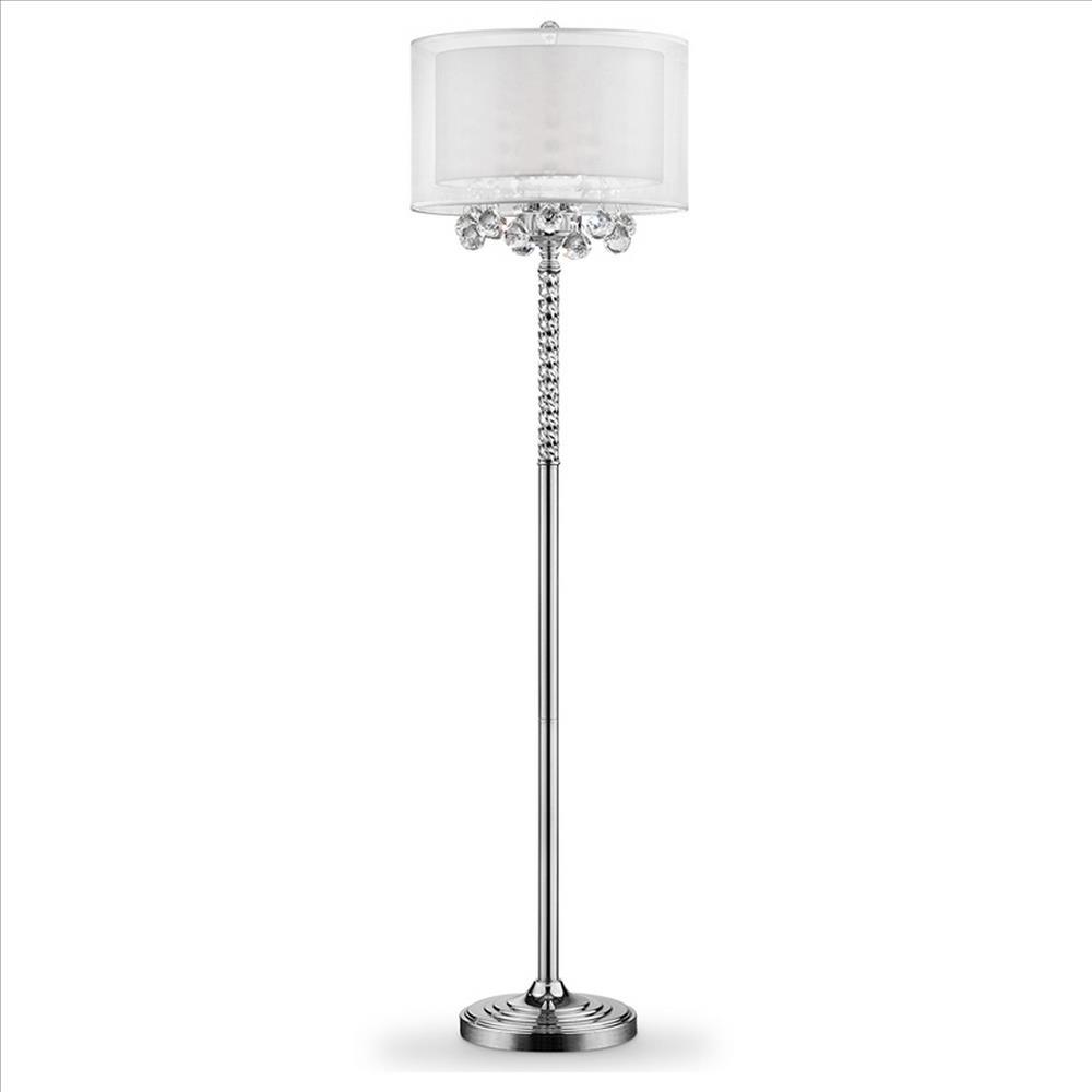 Twisted Crystal Accent Floor Lamp with Dual Fabric Shade, Clear - BM240937