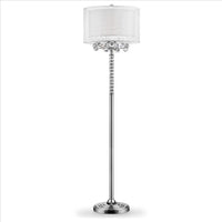 Twisted Crystal Accent Floor Lamp with Dual Fabric Shade, Clear - BM240937