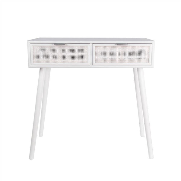 2 Drawer Wooden Console Table with Angled Legs, White - BM240958