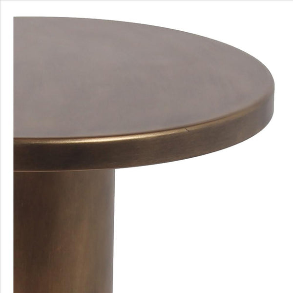 Round Top Modern Metal Accent Table, Large, Gold - BM240965