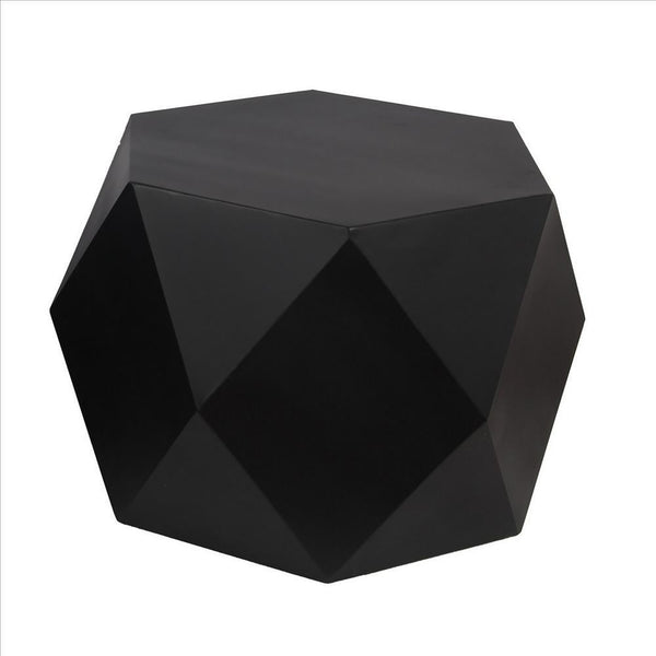 Hexagonal Top Faceted Metal Coffee Table, Set of 2, Black - BM240968