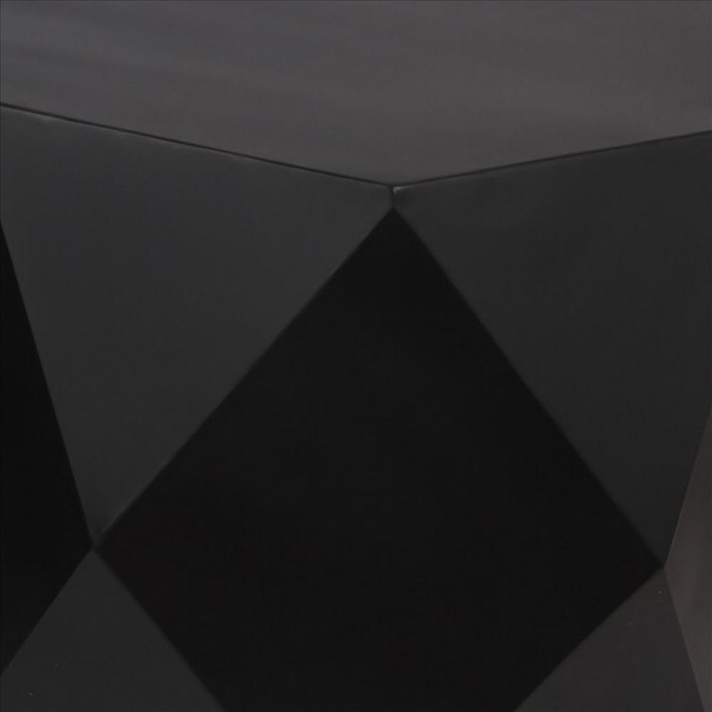 Hexagonal Top Faceted Metal Coffee Table, Set of 2, Black - BM240968