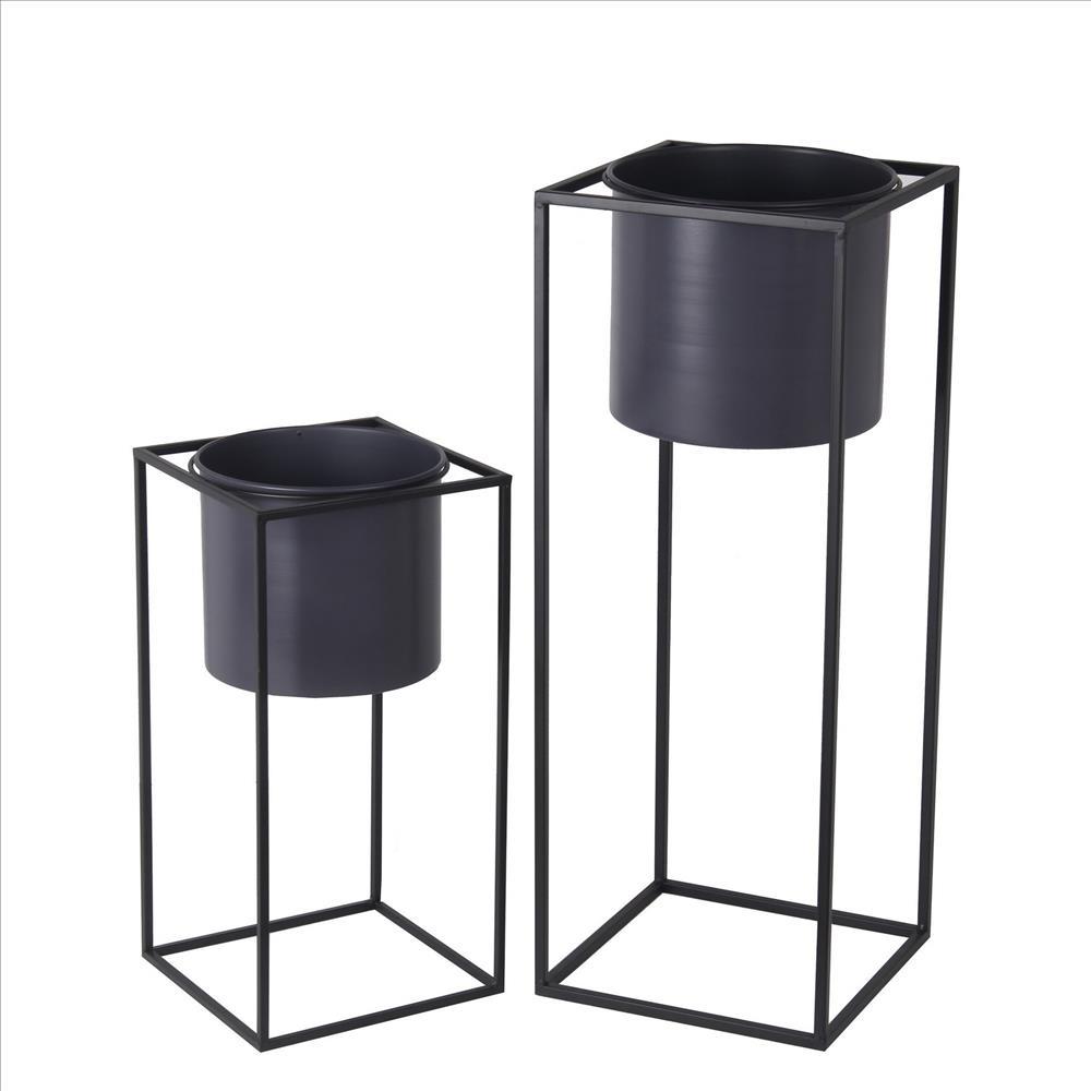 Black Round Metal Container Set