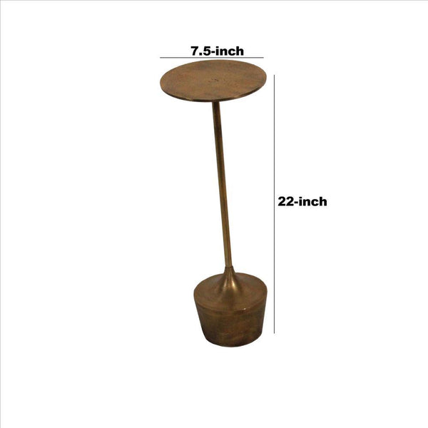 Round Metal Accent Table with Tubular Pedestal Base, Set of 3, Antique Gold - BM241029