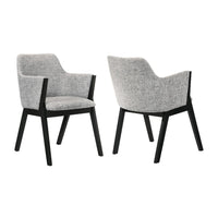 Renzo Light Gray Fabric and Black Wood Dining Side Chairs - Set of 2 - BM246041