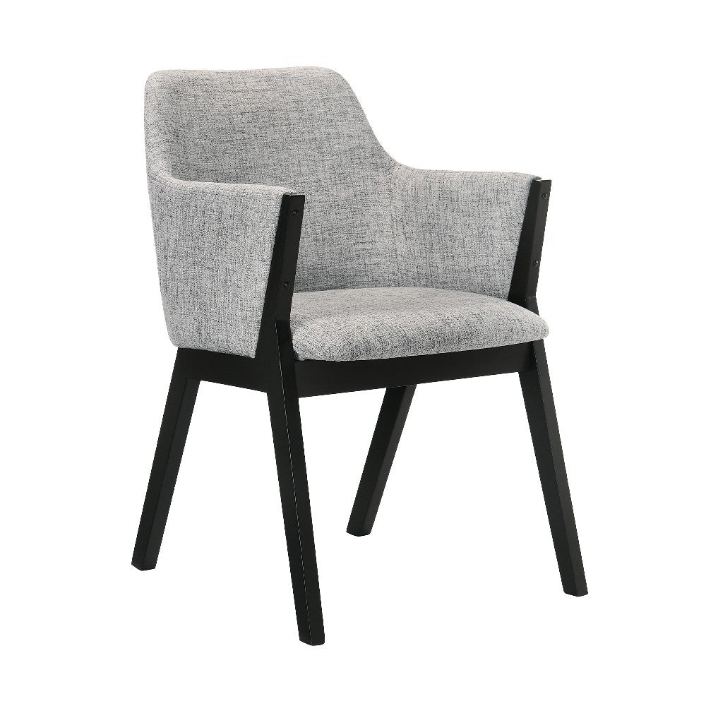 Renzo Light Gray Fabric and Black Wood Dining Side Chairs - Set of 2 - BM246041