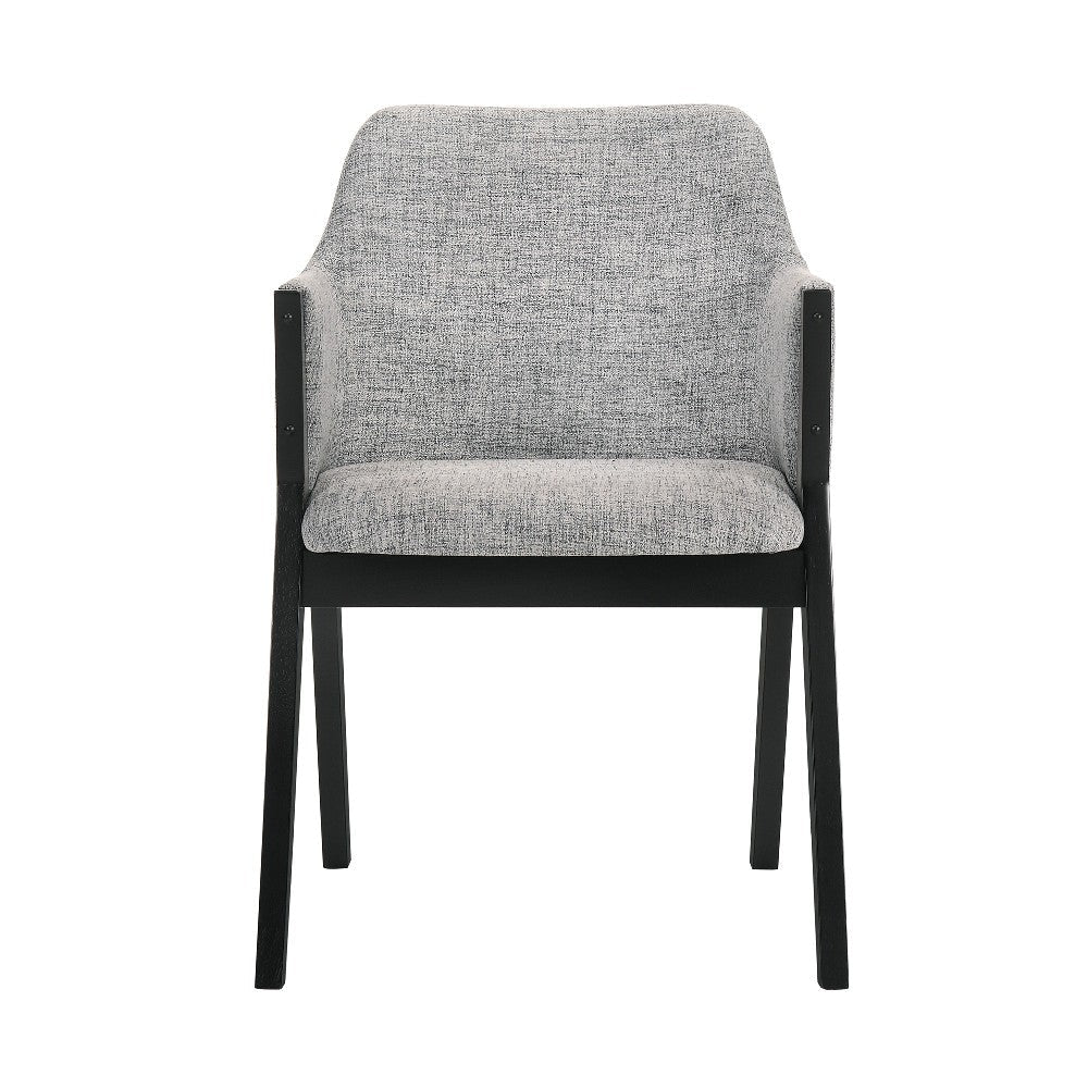Renzo Light Gray Fabric and Black Wood Dining Side Chairs - Set of 2 - BM246041