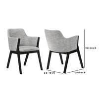 Renzo Light Gray Fabric and Black Wood Dining Side Chairs - Set of 2 - BM246041