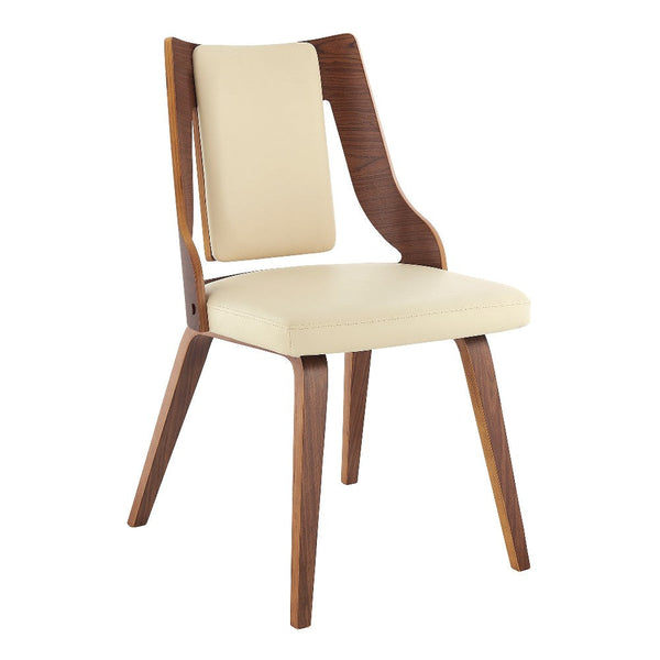 Aniston Cream Faux Leather and Walnut Wood Dining Chairs - Set of 2 - BM246064