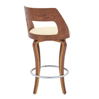 Grady 26" Swivel Cream Faux Leather and Walnut Wood Bar Stool - BM246070