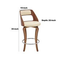 Grady 26" Swivel Cream Faux Leather and Walnut Wood Bar Stool - BM246070