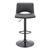 Thierry Adjustable Swivel Gray Faux Leather and Black Metal Bar Stool - BM246077